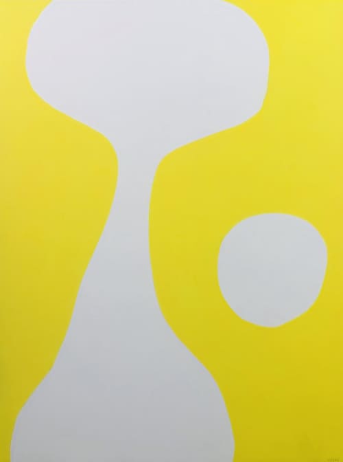 Attraction. Devotion. Yellow and White Abstract Artwork | Oil And Acrylic Painting in Paintings by Kerry Campbell. Item made of canvas with synthetic