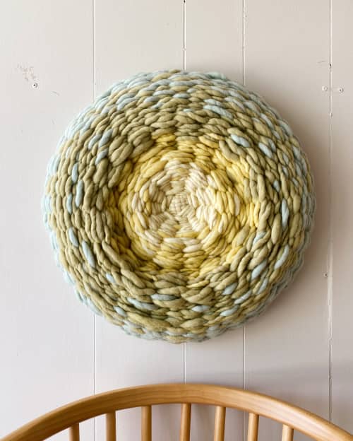 Brief Moment Round Woven Painting | Tapestry in Wall Hangings by Emily Nicolaides. Item composed of fiber compatible with contemporary style