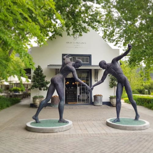 The Walkingn Man | Public Sculptures by Anton Smit | Grande Provence Heritage Wine Estate in Franschhoek. Item composed of stone