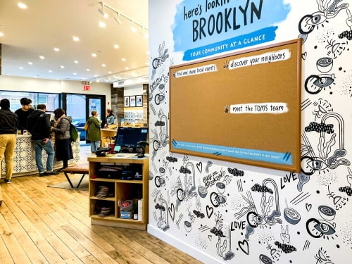 TOMS Community Board Wall Mural | Murals by Liz Maycox | TOMS in Brooklyn. Item made of synthetic