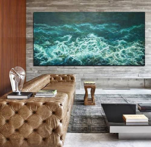 Raging Sea | Oil And Acrylic Painting in Paintings by Vanessa Mae. Item composed of canvas and synthetic