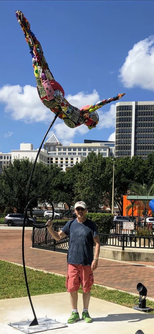 Diver 2.0 | Public Sculptures by Donald Gialanella | Orange County Administration Center in Orlando. Item made of wood & copper
