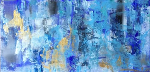 Blue Abstraction | Oil And Acrylic Painting in Paintings by Viktoria Ganhao. Item composed of canvas & synthetic