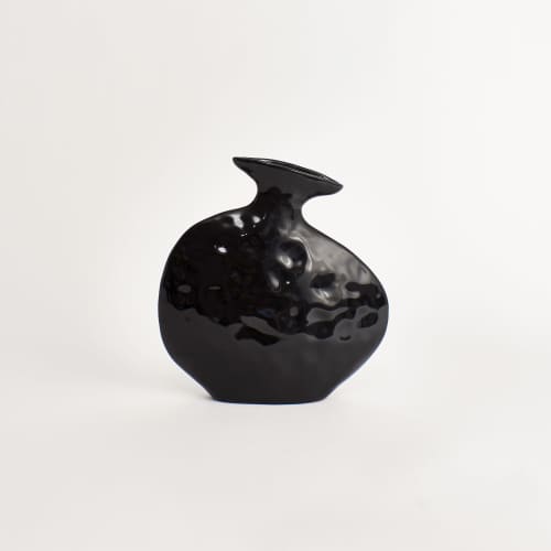 Flat vase - shiny black | Vases & Vessels by Project 213A. Item composed of stoneware compatible with contemporary style