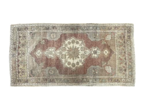Turkish Rug Doormat | 1.11 x 3.9 | Small Rug in Rugs by Vintage Loomz. Item made of wool works with boho & mediterranean style