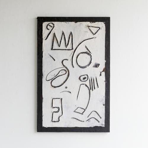 LA SCRITTA SUR MURO NERO I | Mixed Media by Kim Fonder. Item composed of paper