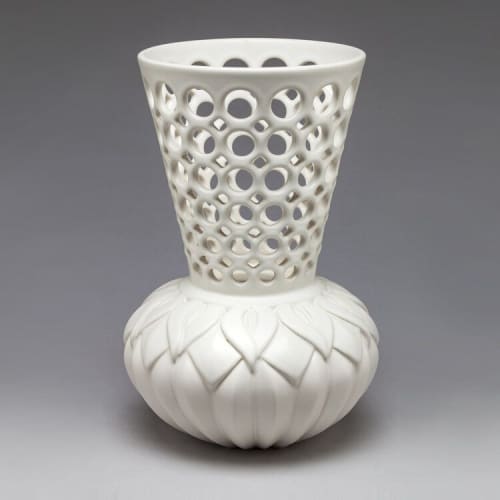 Calla Lily Pierced And Carved Vessel | Vases & Vessels by Lynne Meade