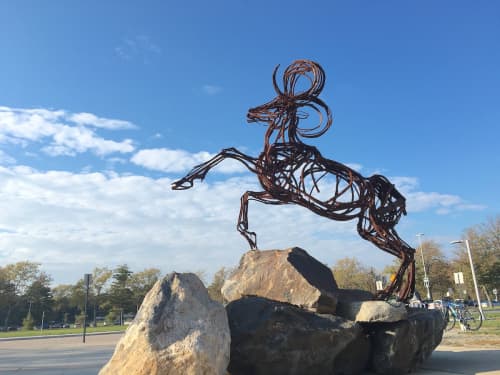 The Ram | Public Sculptures by Wendy Klemperer Art Inc | Farmingdale State College in Farmingdale. Item made of steel