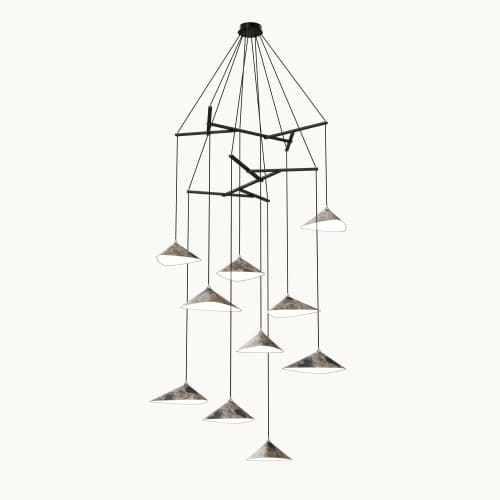 Emily V10 Pendant Light Oxid | Chandeliers by MOSS Objects. Item made of oak wood & steel compatible with contemporary and modern style