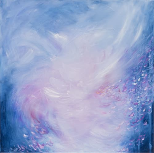 Heart open to the wind - Impressionist floral sky painting | Oil And Acrylic Painting in Paintings by Jennifer Baker Fine Art. Item made of canvas works with contemporary style