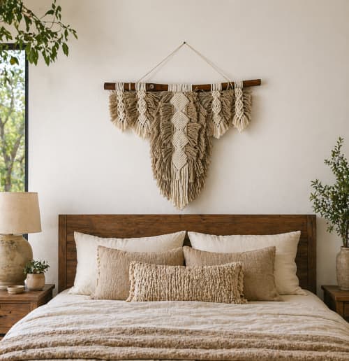 Western inspired Macrame Wall Hanging | Wall Hangings by A Modern Take Fiber Art. Item composed of wood & cotton compatible with boho and country & farmhouse style