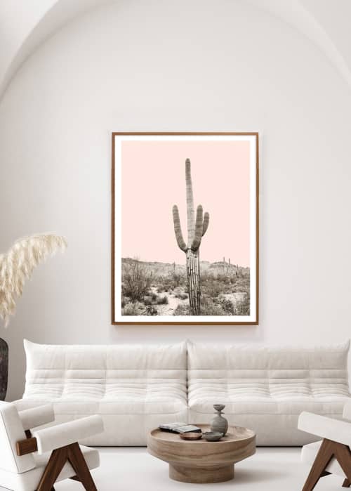 Saguaro Cactus in Sonoran Desert - Blush Pink | Photography by Capricorn Press. Item composed of paper compatible with boho and contemporary style