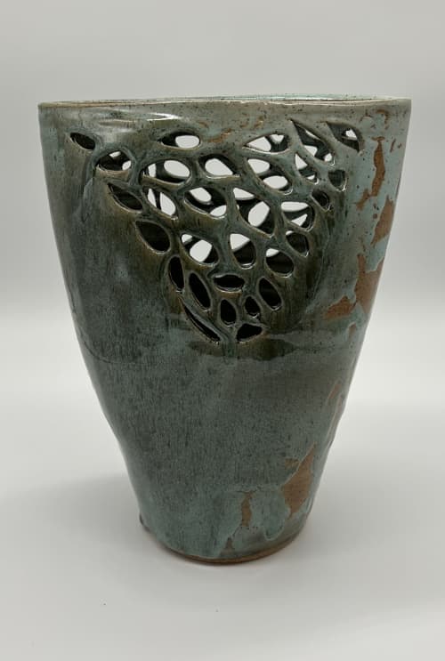 Oval rim, cutout vase | Vases & Vessels by Feats Of Clay. Item composed of ceramic in contemporary or modern style