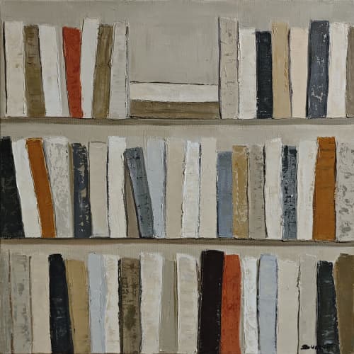 Livre apres livre | Oil And Acrylic Painting in Paintings by Sophie DUMONT.. Item made of wood & canvas compatible with minimalism and contemporary style