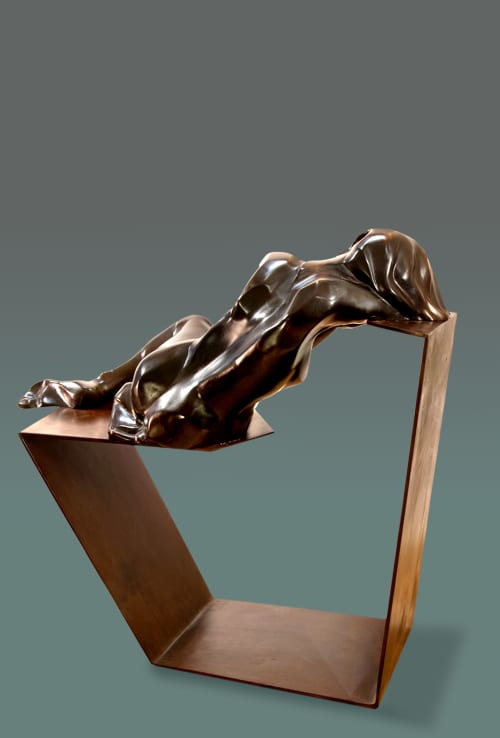 Calliope Muse of the Artists resting in repose on an archite | Sculptures by Dina Angel-Wing. Item made of steel