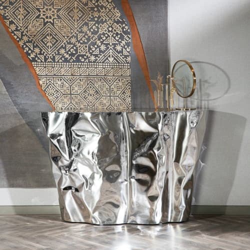 Faceted Steel Console Table — Diamante, Nitush Aroosh | Tables by Nitush Aroosh. Item composed of steel in contemporary or eclectic & maximalism style
