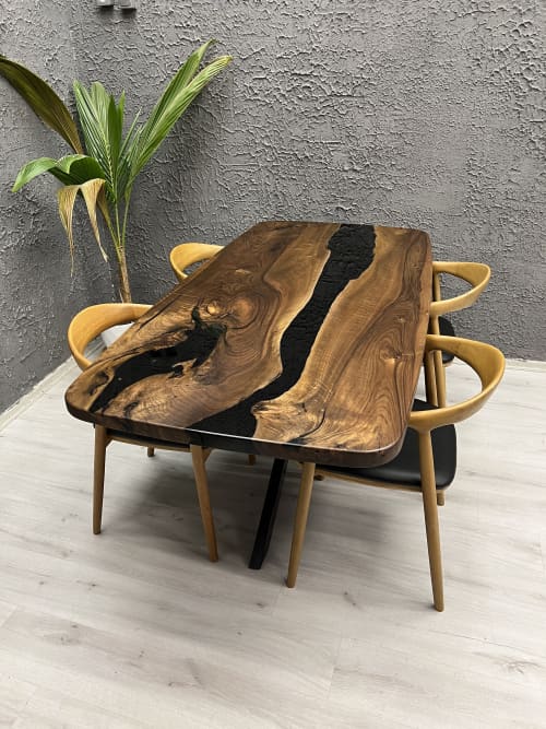 Black epoxy dining room table, Epoxy table,Dining room table | Dining Table in Tables by Brave Wood. Item made of wood with synthetic