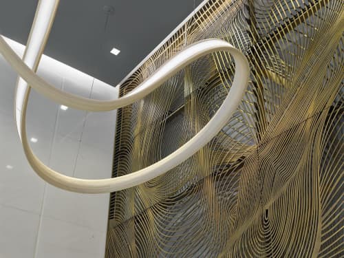 450 Seventh Ave Feature Walls | Paneling in Wall Treatments by Amuneal. Item composed of wood & fabric