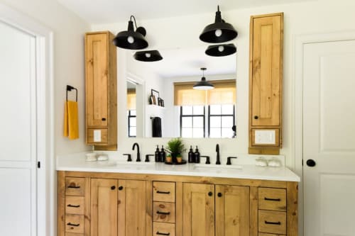 Model #1073 - Custom Double Sink Vanity | Countertop in Furniture by Limitless Woodworking. Item made of maple wood compatible with mid century modern and contemporary style