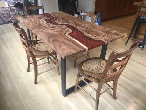 Epoxy river deals table with bark