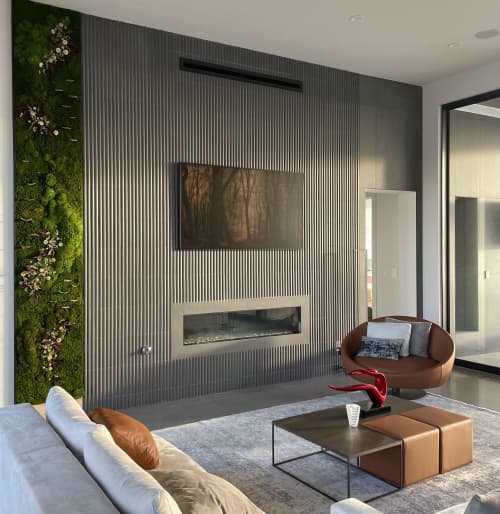 Green Moss Wall - Preserved Moss and Flowers Art | Wall Hangings by Mosstique. Item works with boho & japandi style