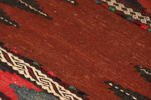 Vintage Afghan Kilim in Rust with Geometric Stripes | Area Rug in Rugs by Rug and Kilim. Item made of wool