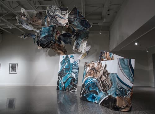 Points of Departure | Sculptures by Zahra Nazari Studios | Samuel Dorsky Museum of Art in New Paltz. Item composed of canvas and paper