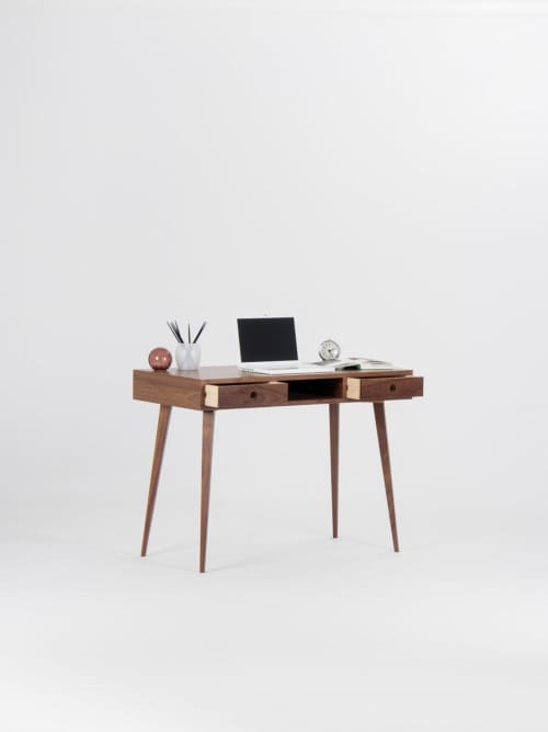 Walnut desk with drawers, bureau with storage | Tables by Mo Woodwork | Stalowa Wola in Stalowa Wola