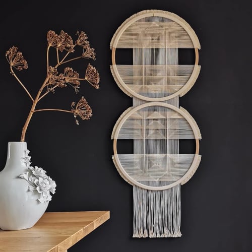 Geo double | Macrame Wall Hanging in Wall Hangings by studionom.. Item composed of wood and cotton in minimalism or contemporary style