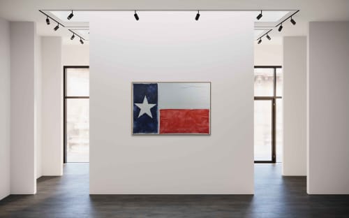 Flags TX F4872 A | Mixed Media by Michael Denny Art, LLC. Item composed of bamboo and canvas in minimalism or contemporary style