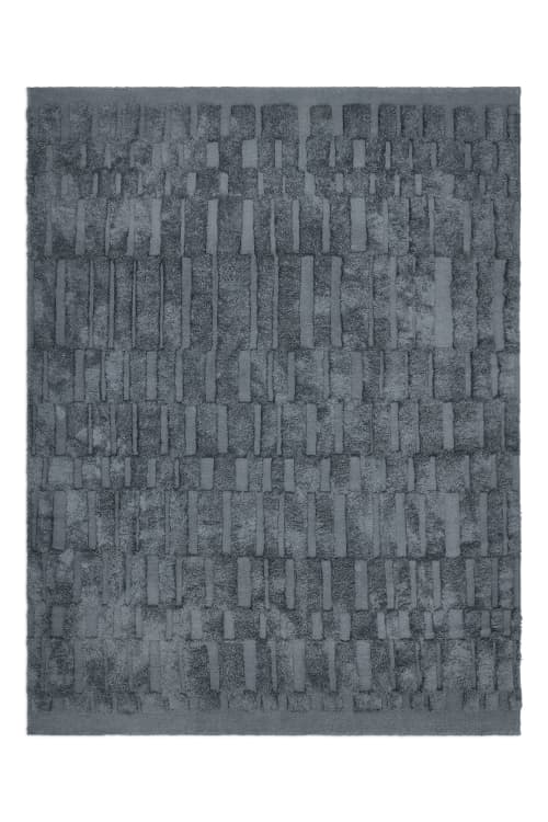geometry. 001 - Hand woven flat weave with silk cut pile mot | Area Rug in Rugs by MK Objects. Item made of fiber works with contemporary & japandi style