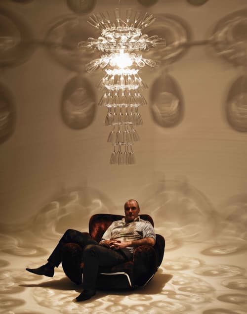 Champagne | Chandeliers by JAN FLOOK. Item made of glass