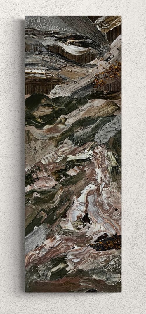 "growing joy" (sold) | Oil And Acrylic Painting in Paintings by VISCERAL HOME STUDIO. Item composed of wood in boho or mid century modern style