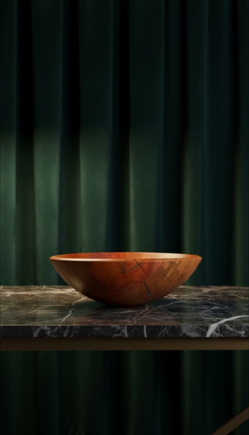Pear Wood Bowl with Emerald Resin | Hand-Turned | Decorative Bowl in Decorative Objects by Holzkunst Samuel Meisinger. Item composed of wood compatible with art deco and modern style