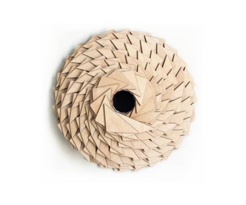 Hive | Wall Sculpture in Wall Hangings by Susannah Mira | George Bush Intercontinental Airport in Houston. Item composed of wood