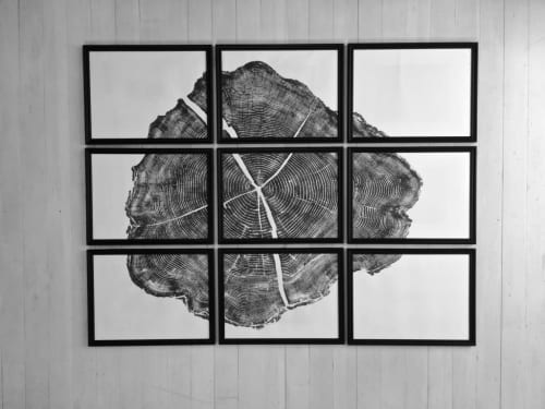 Set of 9 Locust Tree | Prints by Erik Linton. Item composed of paper in rustic style