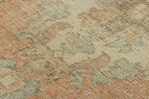 Vintage Turkish Rug in Pink with Blue & Cream Floral | Area Rug in Rugs by Rug and Kilim