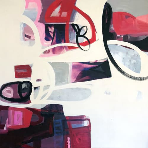 Pink Portal 36x36 | Oil And Acrylic Painting in Paintings by Irene Nelson | GearBox Gallery in Oakland. Item composed of synthetic