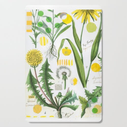 Yellow Botanical Cutting Board | Serving Board in Serveware by Pam (Pamela) Smilow. Item made of wood