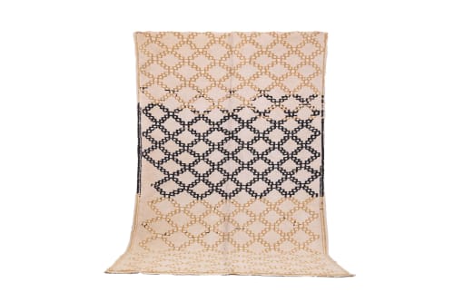Beige Vintage Moroccan Rug 5.8 x 9.3 ft - Berber Wool Rug | Area Rug in Rugs by BerberHand. Item made of wool works with boho style