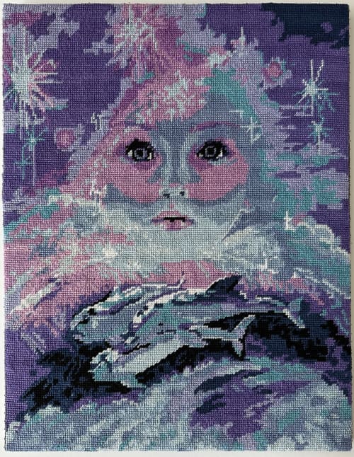 Wonder ("Emerveillement d’après N. Toutain") Needlepoint | Embroidery in Wall Hangings by Hiraeth Ceramics. Item made of cotton works with contemporary & modern style
