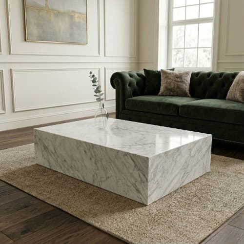 Carrara Marble Coffee Table, Stone Coffee Table | Tables by Stonetic. Item composed of marble in contemporary style