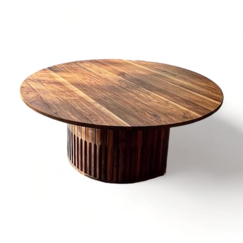 Magnolia Round Dining Table | Tables by Lumber2Love. Item composed of oak wood in mid century modern or contemporary style