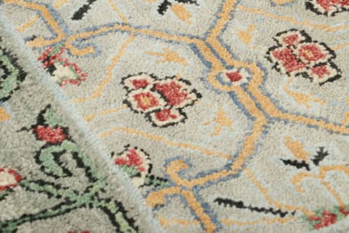 Rug & Kilim’s Oushak Custom Rug Sample, Sage Green and Red | Area Rug in Rugs by Rug and Kilim