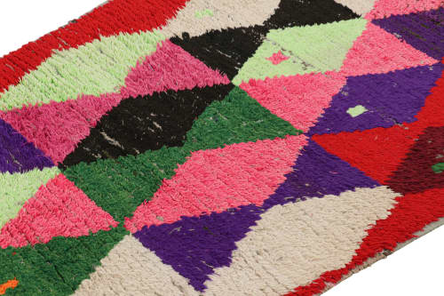 Vintage Moroccan Runner Rug with Polychromatic Diamond | Area Rug in Rugs by Rug and Kilim