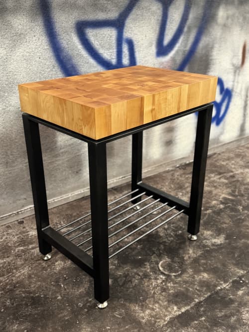 Butcher Block Table | Tables by Flywheel Industrial Arts. Item composed of wood & steel