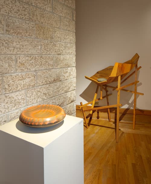 Long Shadow Series #17 (ash grey crowd with orange) | Decorative Bowl in Decorative Objects by Todd McCollister | Lied Education Center for the Arts in Omaha. Item made of wood works with contemporary & eclectic & maximalism style
