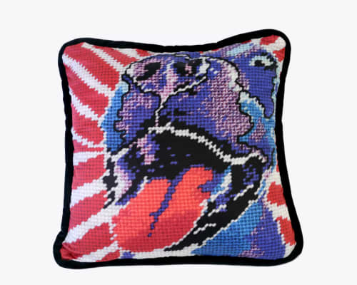pop art dog REX organic cotton sateen pillow | Pillows by Mommani Threads. Item made of cotton works with contemporary & eclectic & maximalism style