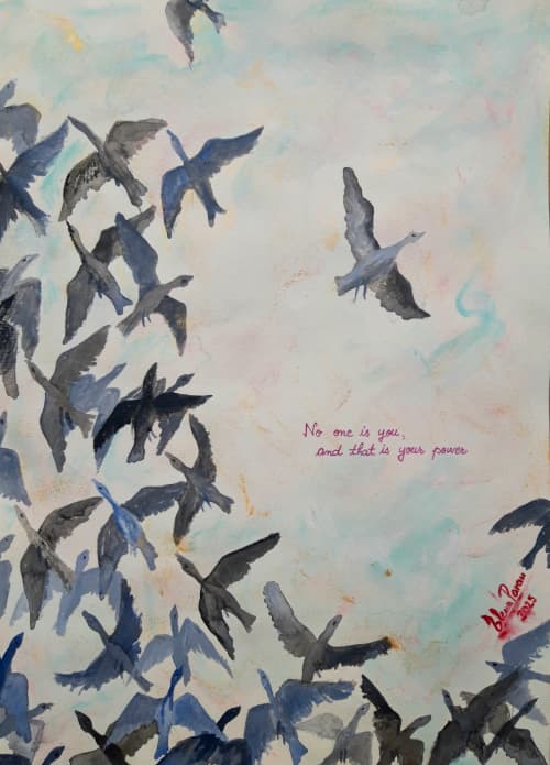 El poder de la autenticidad | Oil And Acrylic Painting in Paintings by Elena Parau. Item composed of paper compatible with contemporary and country & farmhouse style