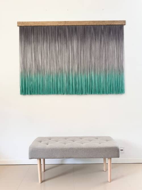 Sensory Color Vibrations-Mint | Tapestry in Wall Hangings by Olivia Fiber Art. Item made of wood with wool works with boho & mid century modern style